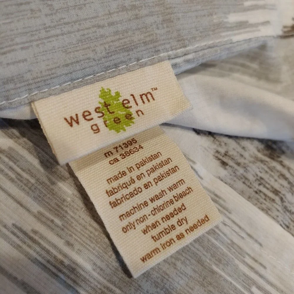 West Elm Ikat Euro Sham Diamond Grey Organic Cotton 26